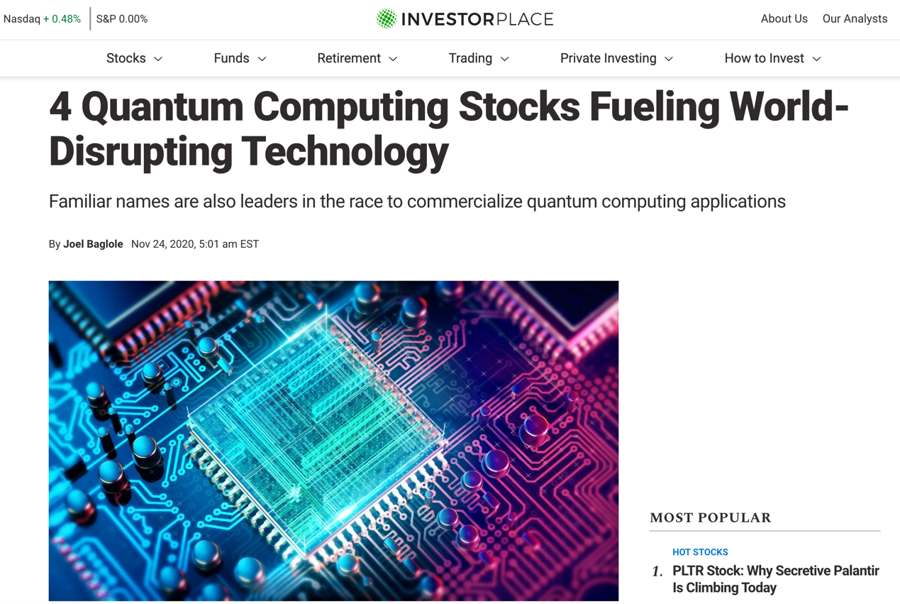 全球權威投資機構InvestorPlace:百度是量子計算應用商業化先驅企業