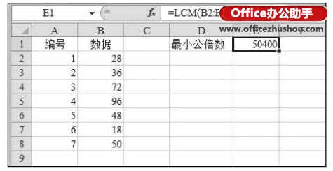excel LCM函數(shù)的使用方法實(shí)例 LCM函數(shù)的公式語法及使用方法實(shí)例