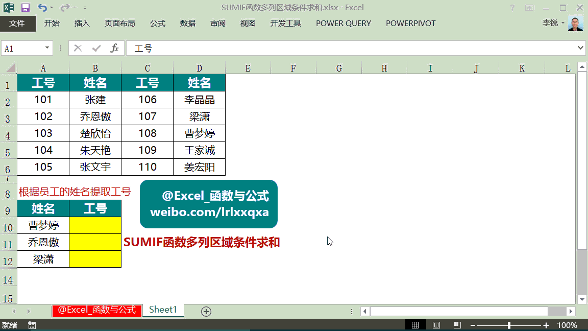 excel滿足條件區域求和函數 使用SUMIF函數進行多列區域條件求和的方法