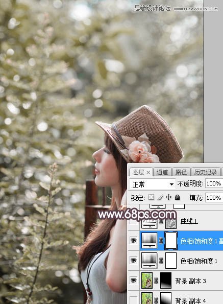PS調出外景人像甜美逆光藝術效果