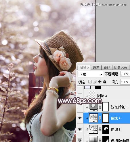 PS調出外景人像甜美逆光藝術效果