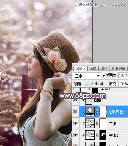 PS調出外景人像甜美逆光藝術效果