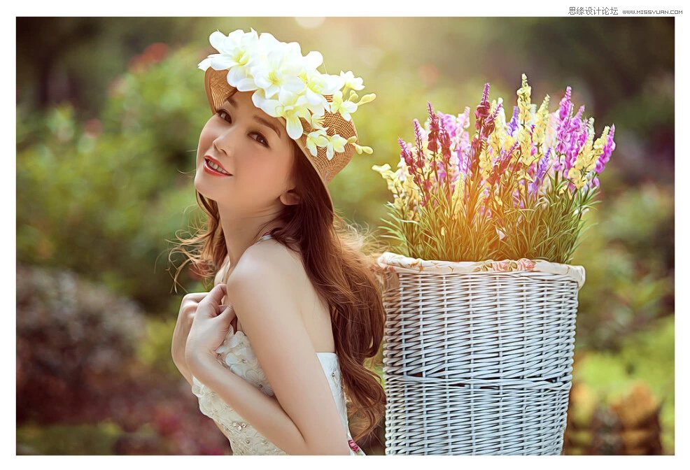 ps調出背著花樓的女孩清新通透膚色