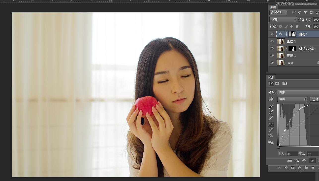 PS調出室內曝光不足人像甜美膚色