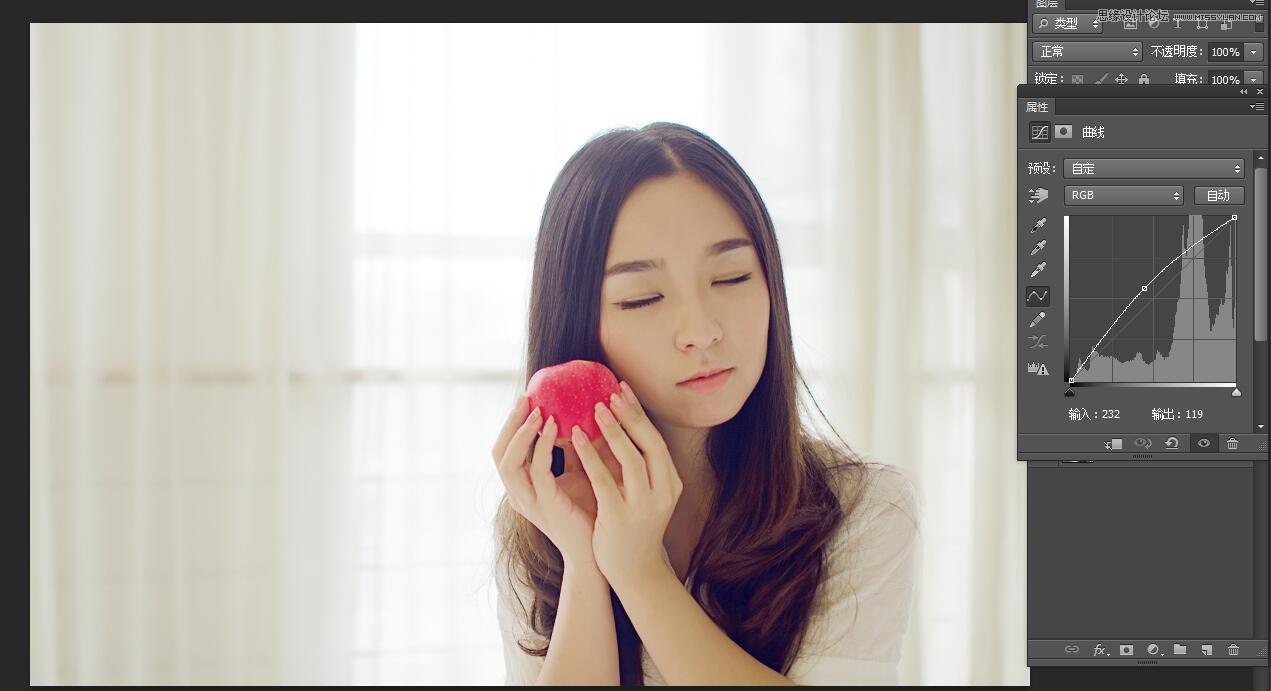 PS調出室內曝光不足人像甜美膚色