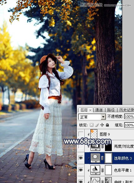 ps給外景人像添加金黃色夕陽效果