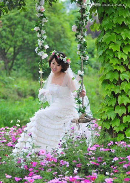 PS調出美女婚紗照片唯美紫色效果