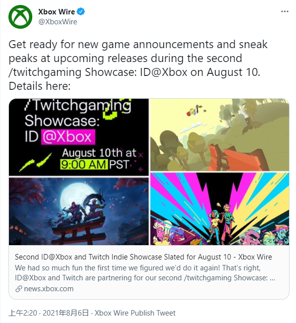 微軟 Xbox 宣布將于 8 月 11 日舉辦第二場獨立游戲展示會