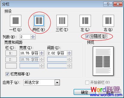 設置分欄效果 Word2007設置分欄效果不求人！