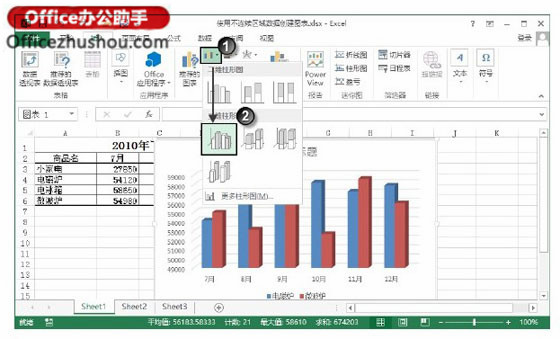 excel表格制作圖表 Excel表格中使用不連續區域數據創建圖表的方法