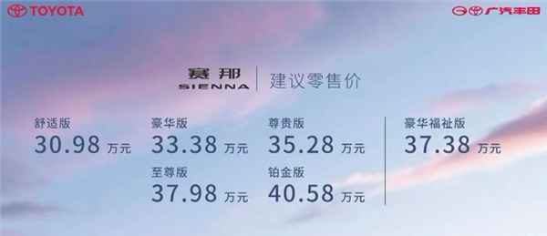 TNGA+混動！豐田賽那30.98萬起 此前網傳有加價情況