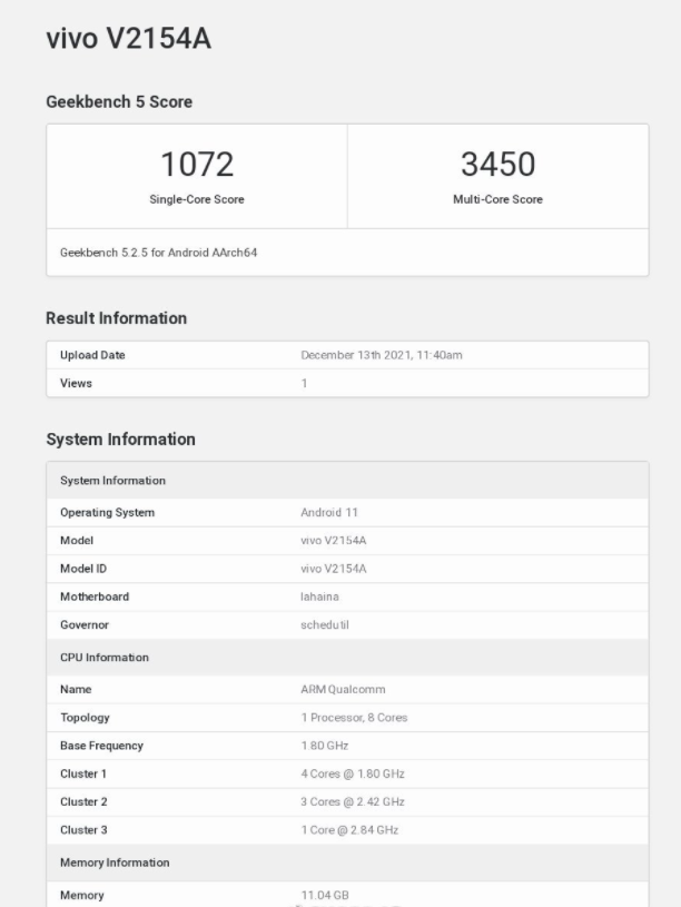 iQOO Neo5s 現(xiàn)身 GeekBench 5：搭載驍龍 888 處理器，12GB 內(nèi)存