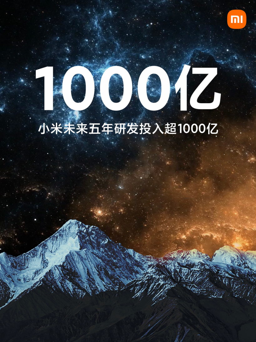 小米宣布更新研發計劃,未來 5 年研發投入提高到 1000 億
