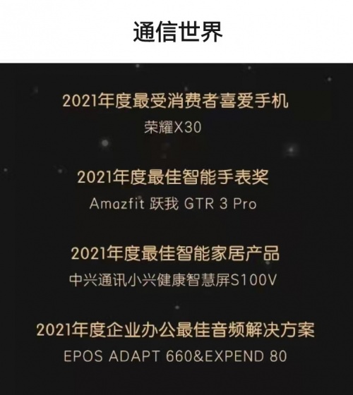 榮耀X30高品質再獲權威認可,斬獲“2021年度最受消費者喜愛手機”獎