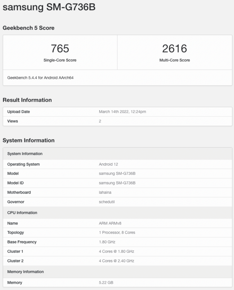三星 Galaxy Xcover Pro 2 三防手機現身 Geekbench:搭載驍龍 778G,6GB 內存