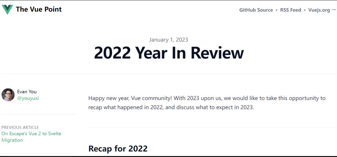 Vue作者尤雨溪發文展望2023，回顧2022！